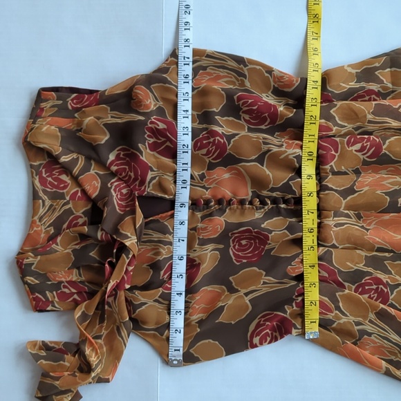 Isaac Mizrahi Floral Flowy Sleeveless Lined Dress 8 Brown Red Orange - Picture 12 of 16